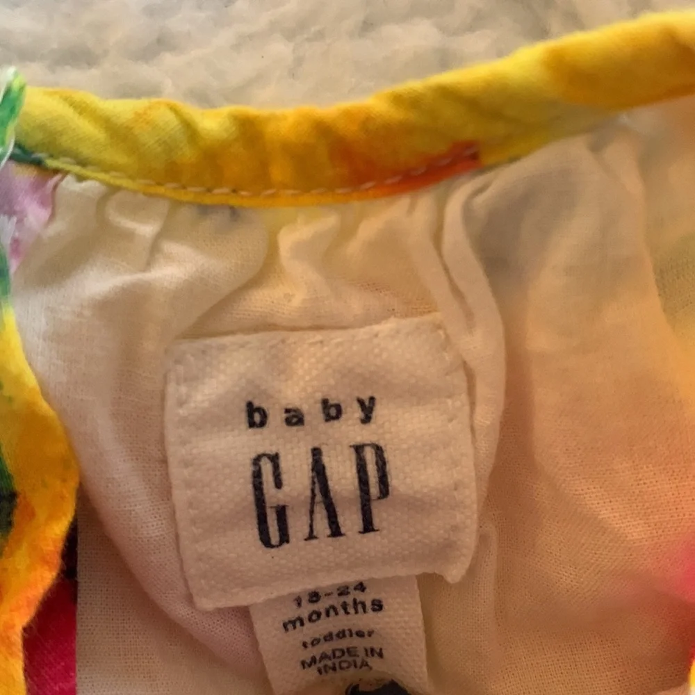GAP Baby Floral Watercolor Dress 18-24M Yellow Pink EUC